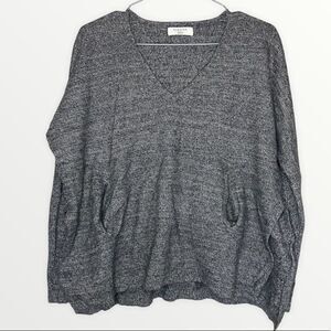 Babaton | Aritzia Gray Marled Wool/Linen Blend Pocket V-Neck Sweater Size XXS/XS